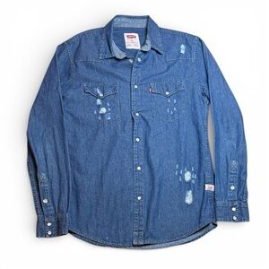 Levi's Distressed Blue Denim Shirt